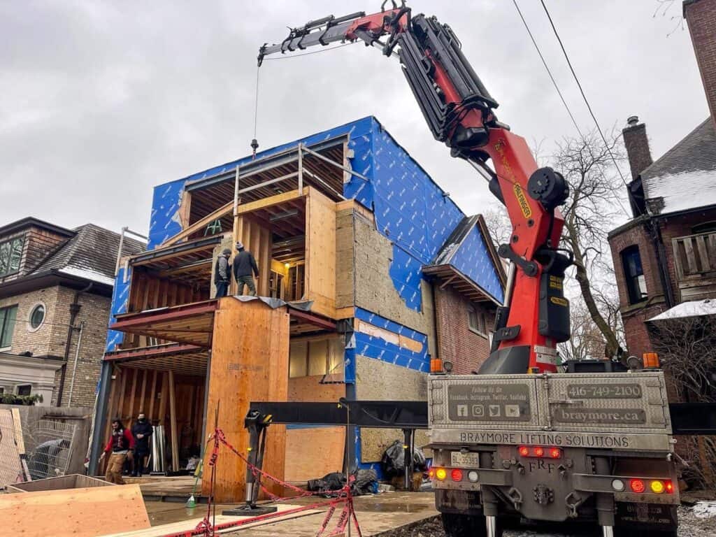 Craning on a construction site.