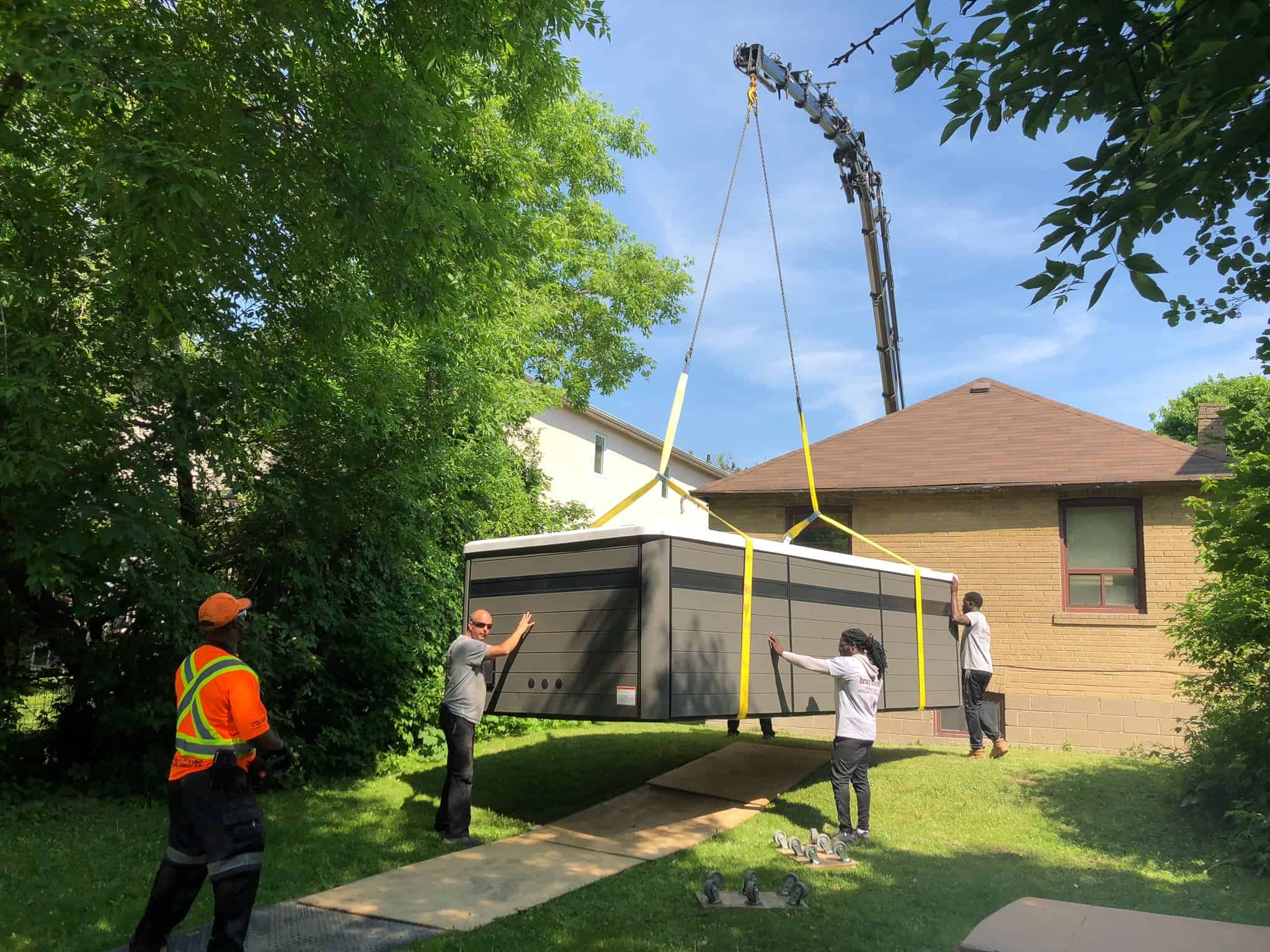 crane a swim spa over a bungalow