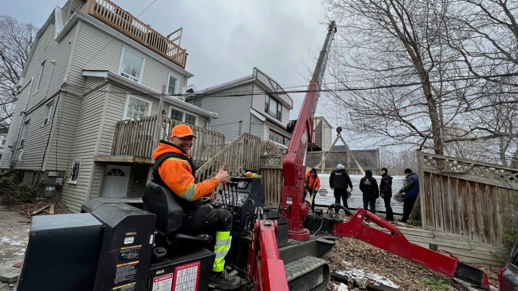 SPYDERCRANE swim spa into backyard