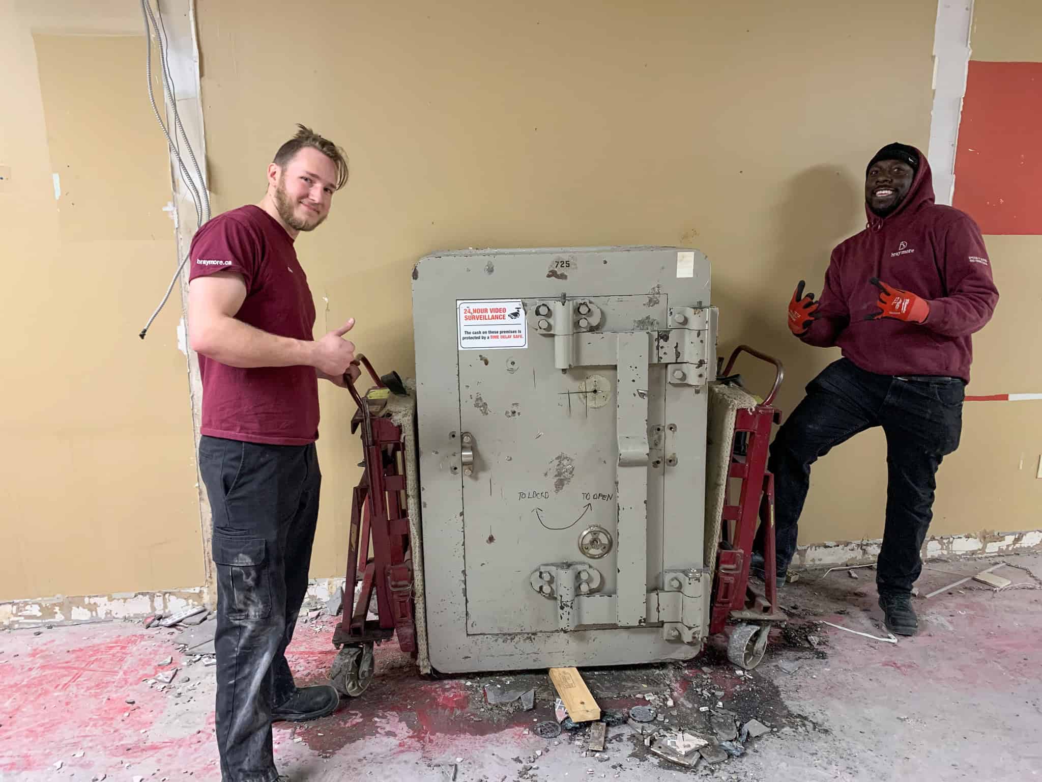 Moving a very heavy safe.