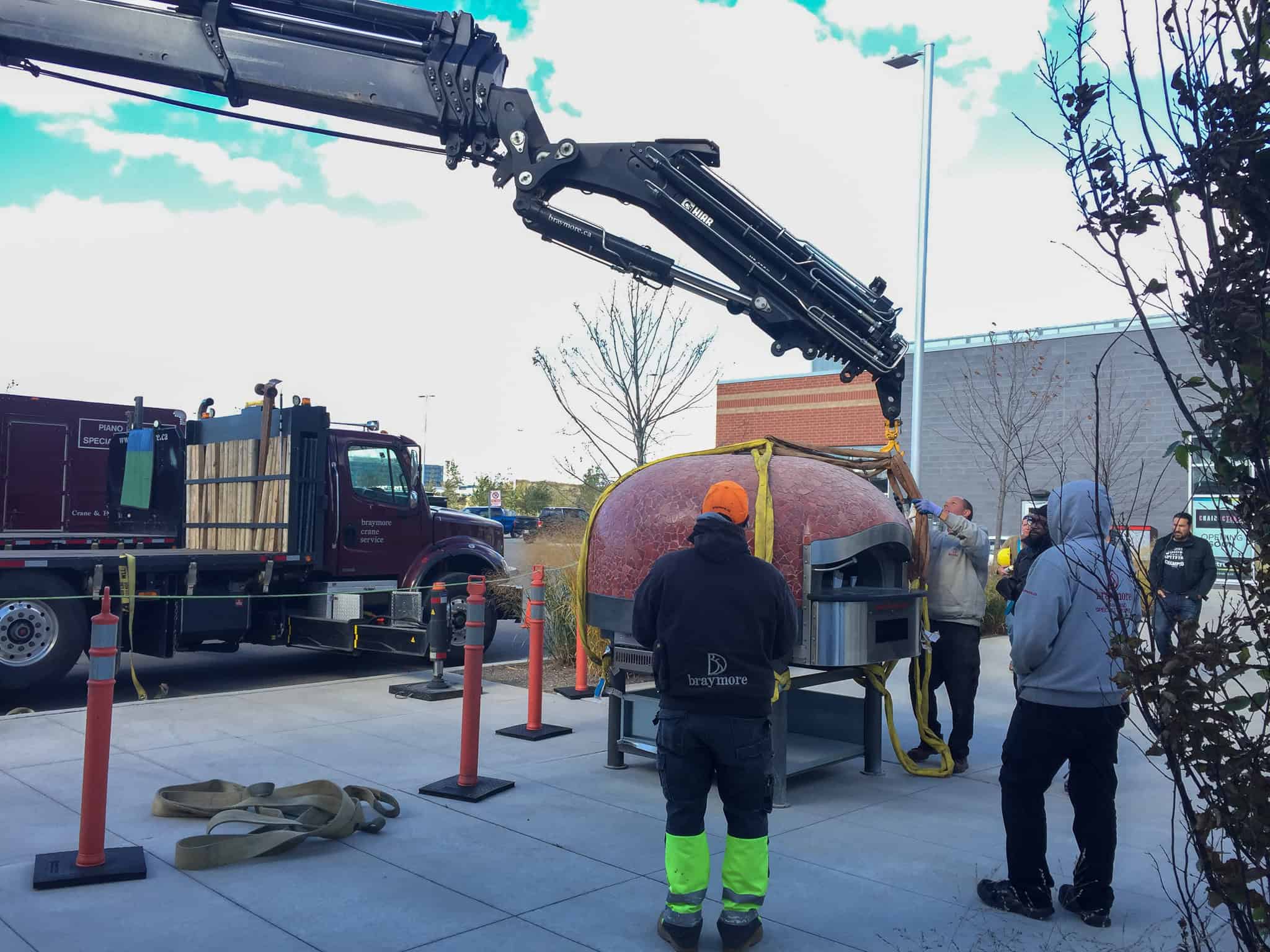 Delivering a large 4000 pound pizza oven.