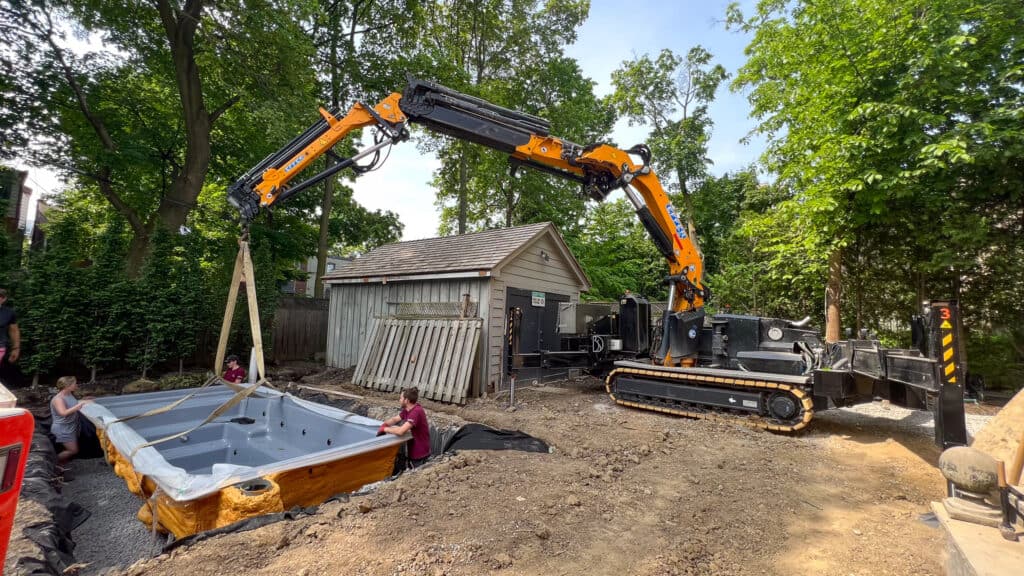 On this job, size definitely mattered. Only a small spider crane would work on this particular work site.