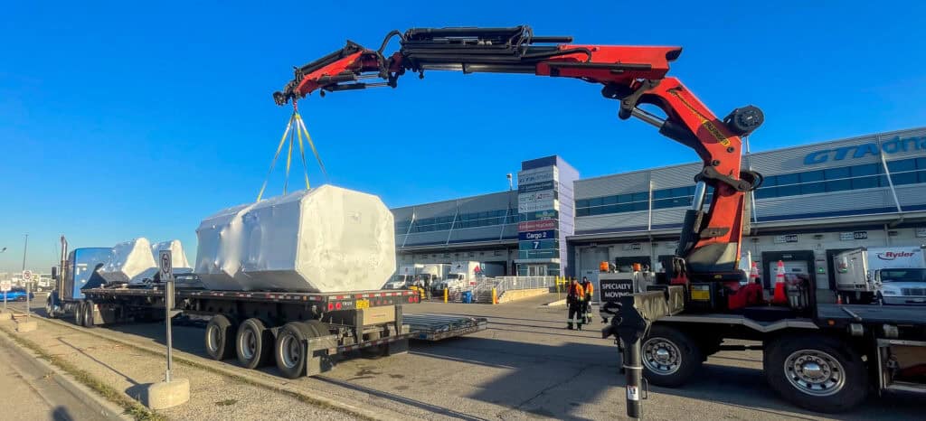 Crane cargo shipment at airport